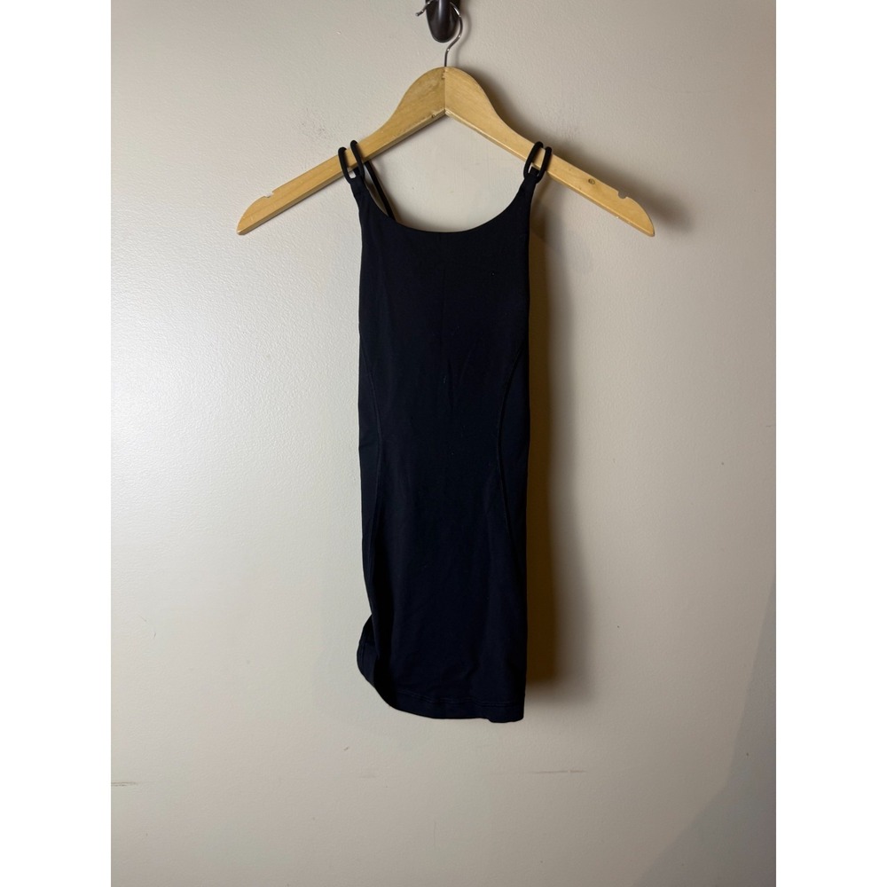 Lululemon Strappy Tank Top Built In Shelf Bra Womens 4 Black Yoga Activewear‎